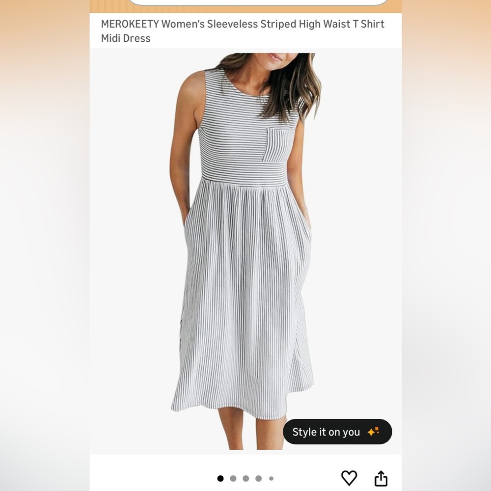 Striped Sleeveless Midi Dress in Black and White